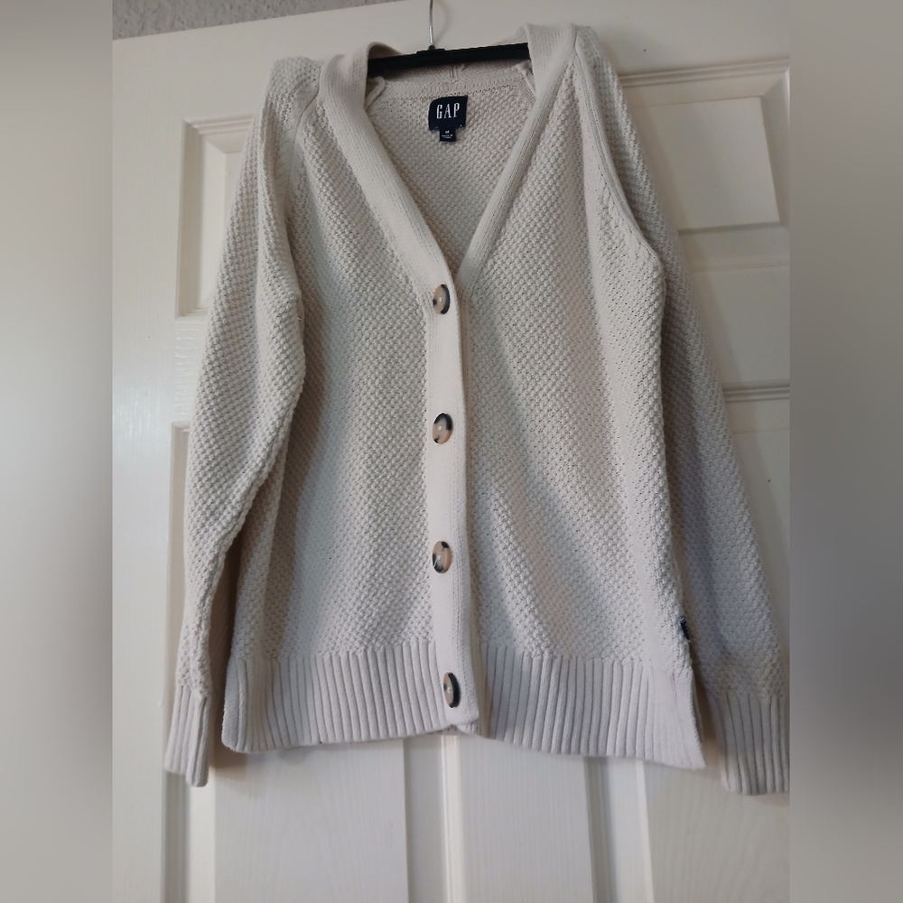 GAP Cream Button-Up Cardigan